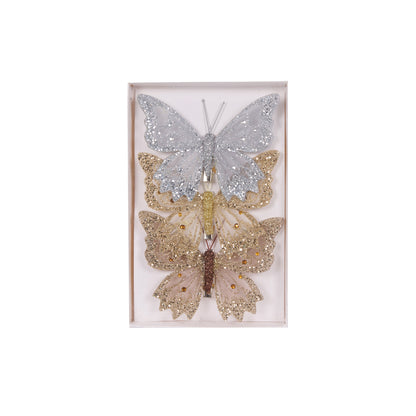 3pk Mixed Metallic Glitter Butterflies