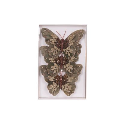 3pk Chocolate And Sage Butterflies