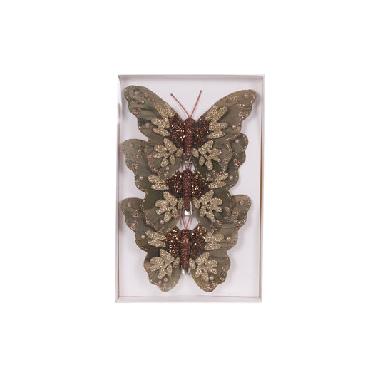 3PK CHOCOLATE AND SAGE BUTTERFLIES