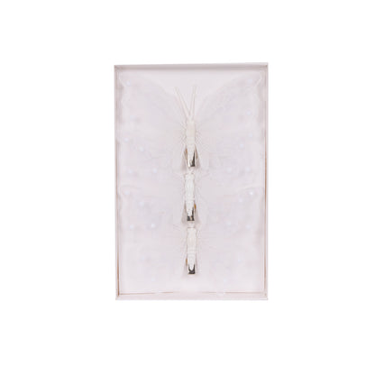3pk White Pearl Butterflies