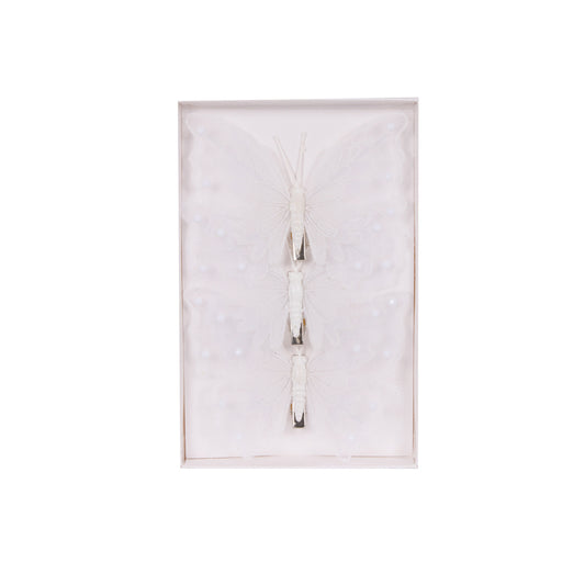 3PK WHITE PEARL BUTTERFLIES