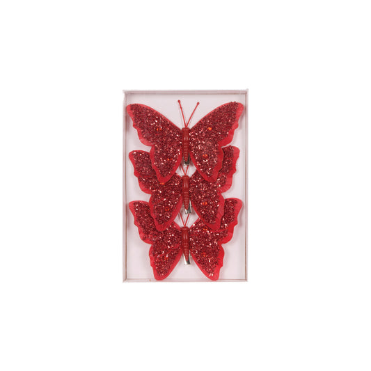 3PK RED BUTTERFLIES