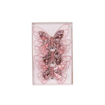 3pk Pink Embellished Butterflies