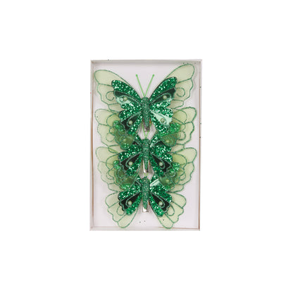 3PK EMERALD EMBELLISHED BUTTERFLIERS