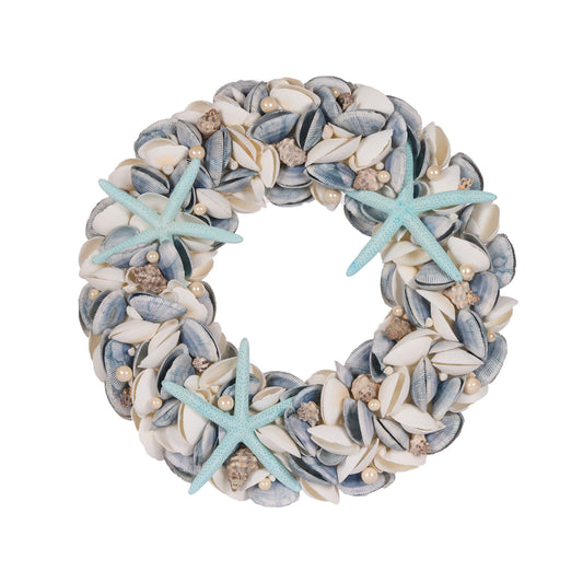 44 CM BLUE CLAM STARFISH WREATH