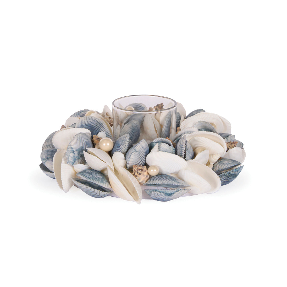 20.5 CM BLUE CLAM CANDLE HOLDER