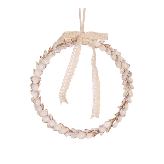 23 CM DELICATE SHELL WREATH WITH BOW