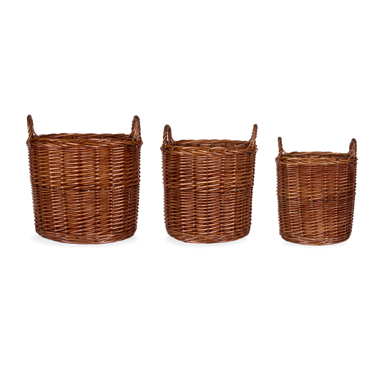 3 PIECE BROWN WILLOW BASKET SET