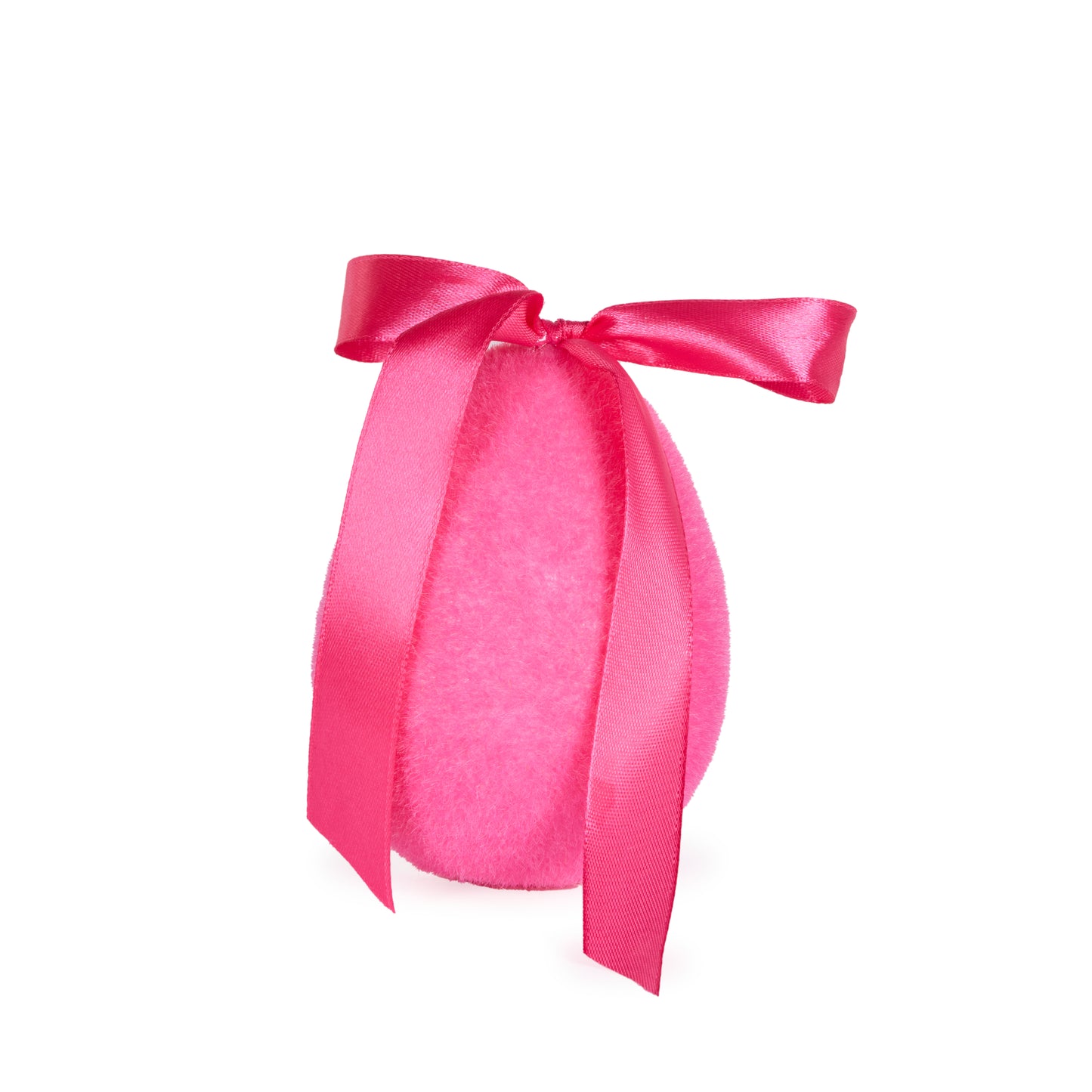 MINI FLOCKED EGG WITH BOW FUCHSIA