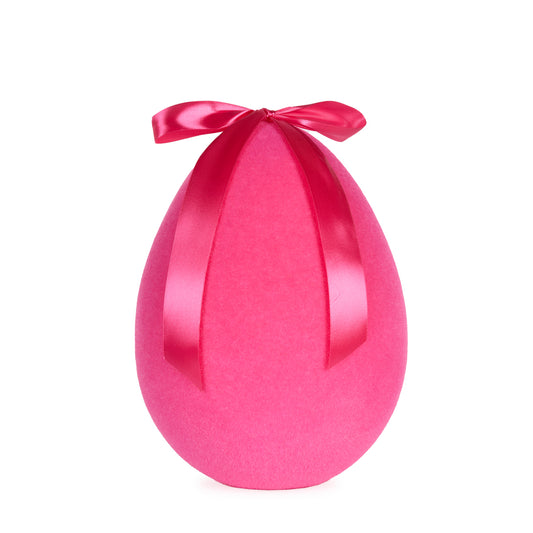 XL FLOCKED EGG WITH BOW FUCHSIA