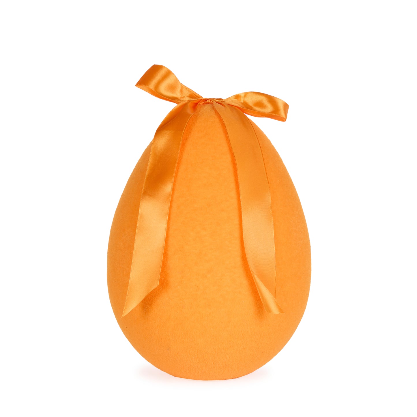 XL FLOCKED EGG WITH BOW ORANGE