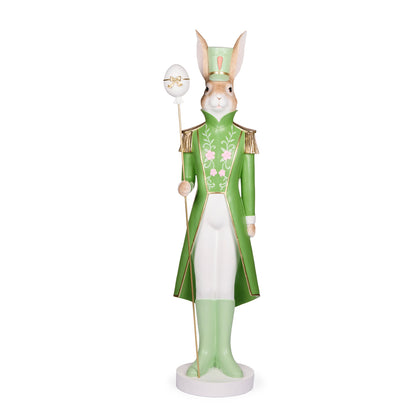 GREEN REGAL RABBIT NUTCRACKER WITH STAFF