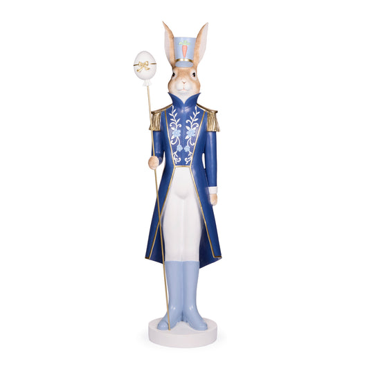 BLUE REGAL RABBIT NUTCRACKER WITH STAFF