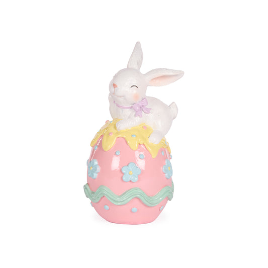 PASTEL PIPED PINK BUNNY ON EGG