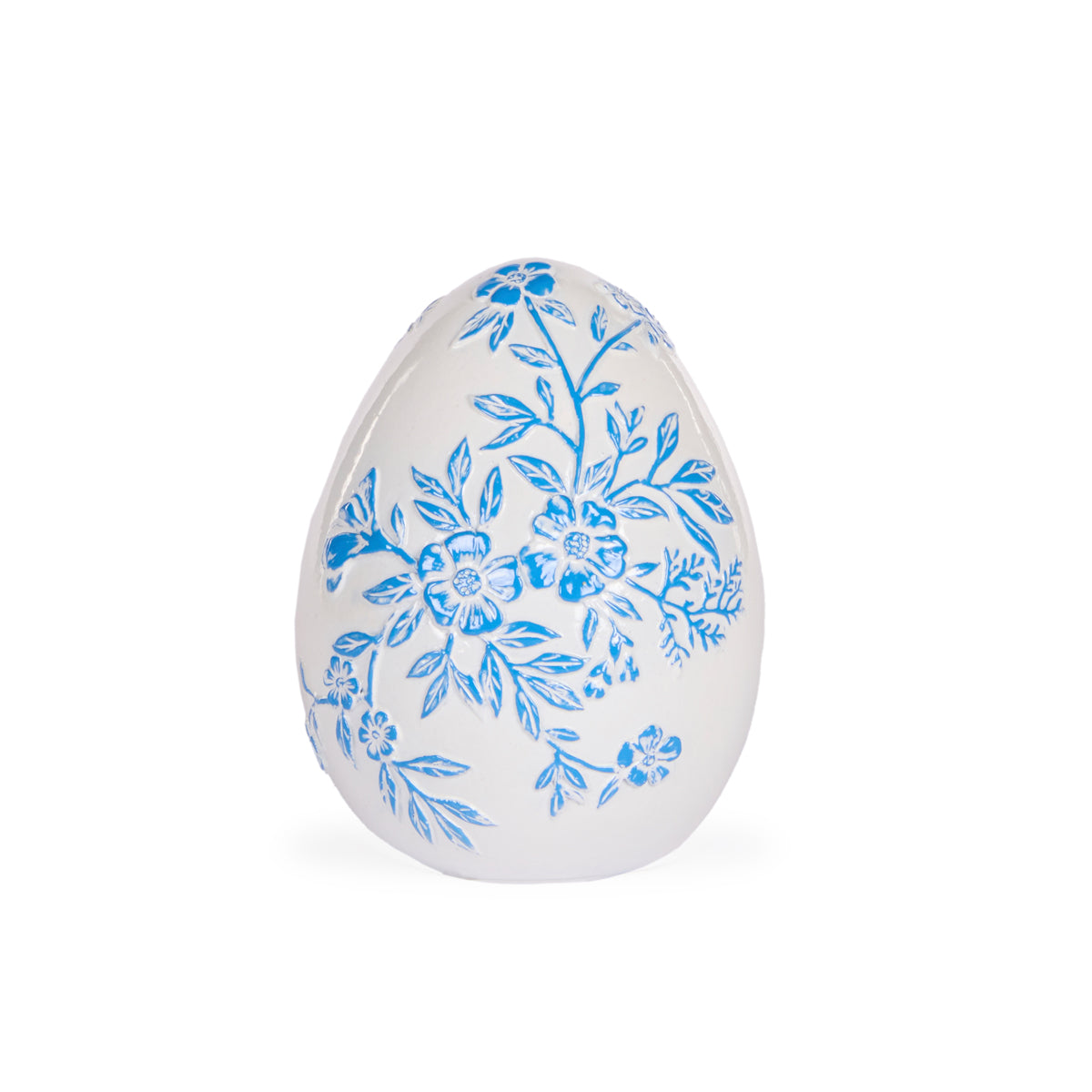 SMALL BLUE AND WHITE FLORAL EGG