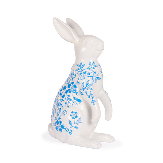 BLUE AND WHITE FLORAL RABBIT