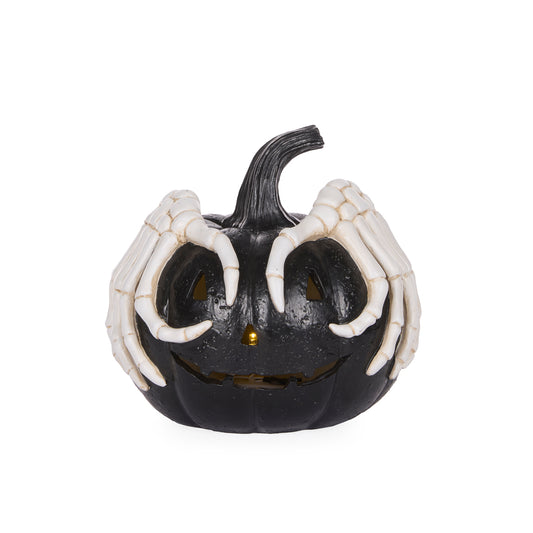LED PUMPKIN WITH SKELETON MASK