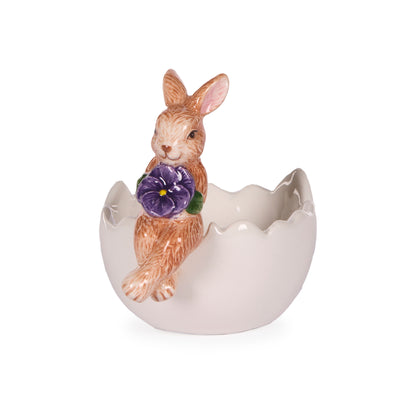 WHITE PANSY BUNNY EGG CUP