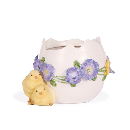 EMBOSSED PANSY EGG SHELL PLANTER