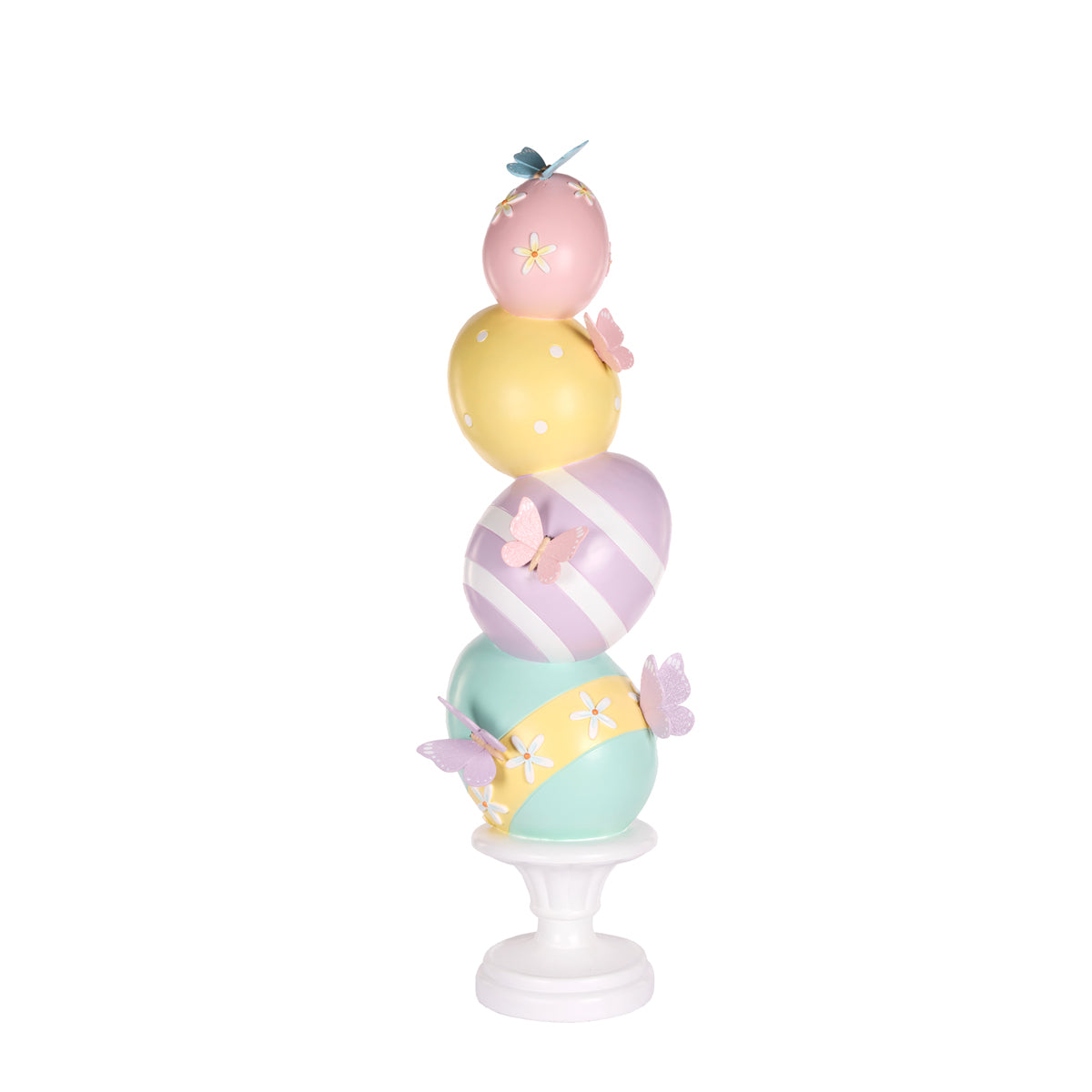 PASTEL EGG STACK ON STAND