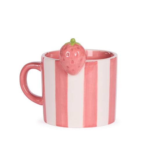 PINK STRIPE STRAWBERRY MUG