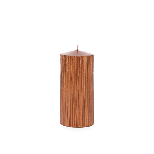 15.5 CM COPPER RIBBED PILLAR CANDLE