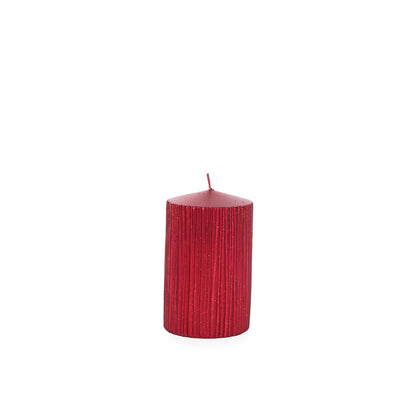 10.5cm Red Ribbed Pillar Candle