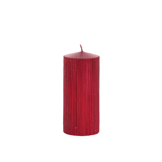 15.5 CM RED RIBBED PILLAR CANDLE