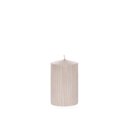 10.5cm Champagne Ribbed Pillar Candle
