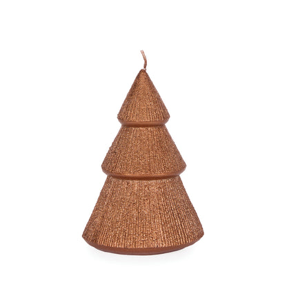 13.5 CM COPPER RIBBED TREE CANDLE