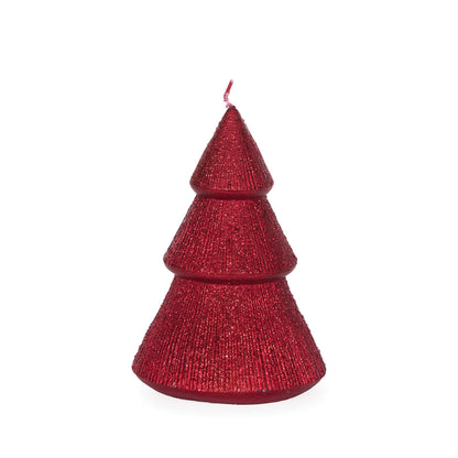 13.5cm Red Ribbed Tree Candle