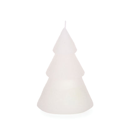 13.5cm White Ribbed Tree Candle