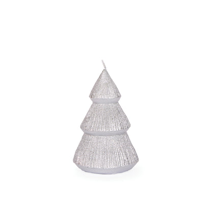 11cm Silver Ribbed Tree Candle