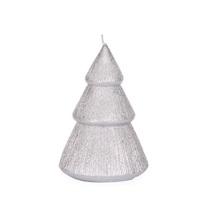 13.5cm Silver Ribbed Tree Candle