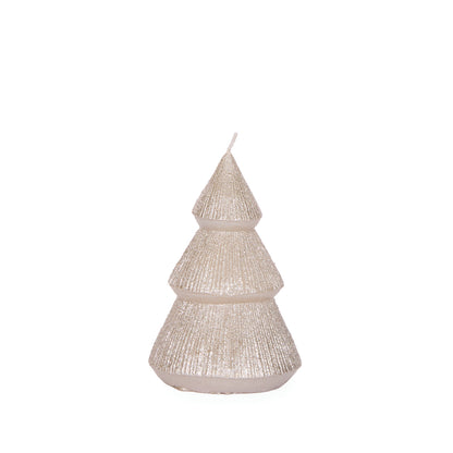 11cm Champagne Ribbed Tree Candle