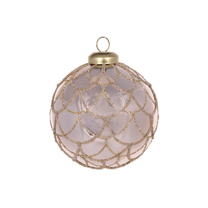 High Shine Champagne Scalloped Glitter Bauble