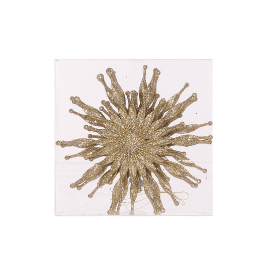4/PK LARGE CHAMPAGNE GLITTER SNOWFLAKE