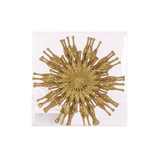 4/PK LARGE GOLD GLITTER SNOWFLAKE