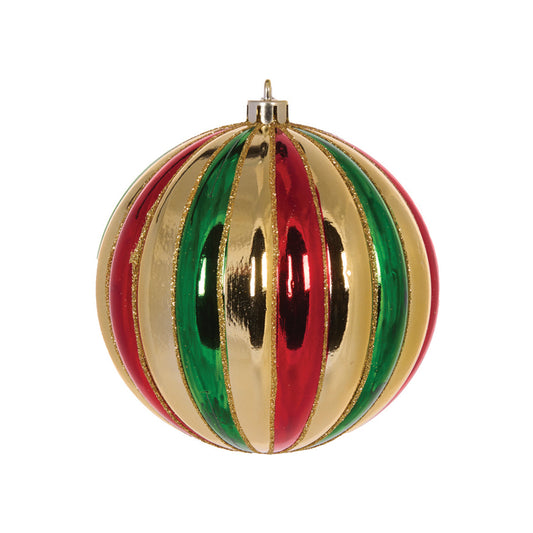 HIGH SHINE GOLD TRADITIONAL STRIPED BAUBLE