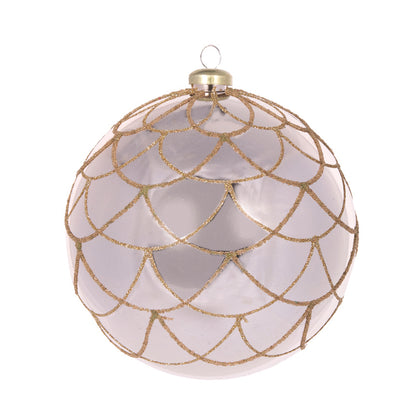 15cm High Shine Silver Beaded Petal Bauble