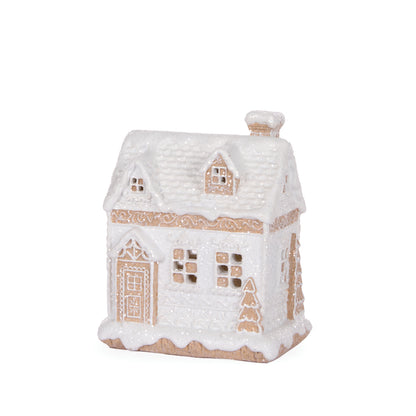 LED White Gingerbread Cottage