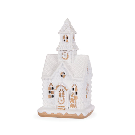LED WHITE GINGERBREAD CHAPEL