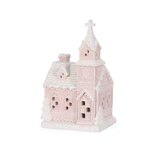 LED PINK GINGERBREAD CHURCH