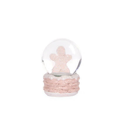 Pink Gingerbread Man Snow Globe