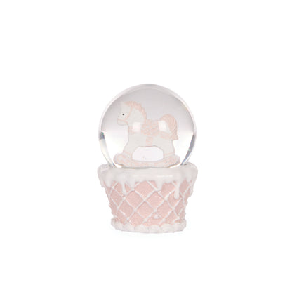 Pink Gingerbread Rocking Horse Snow Globe