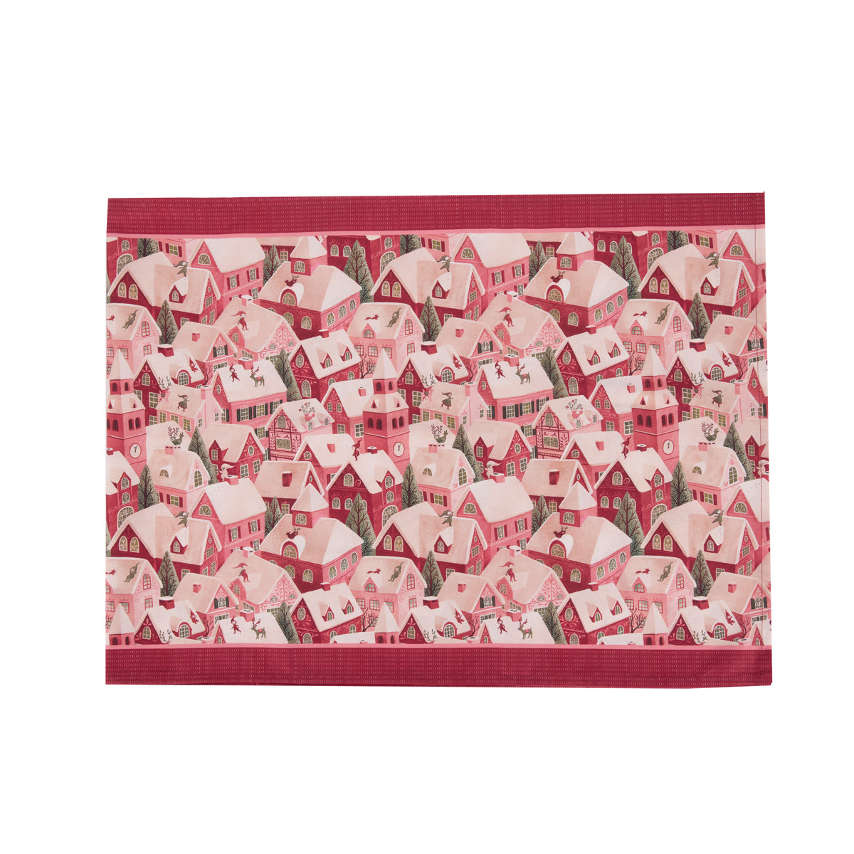 SUGAR PLUM VILLAGE COTTON TABLE RUNNER