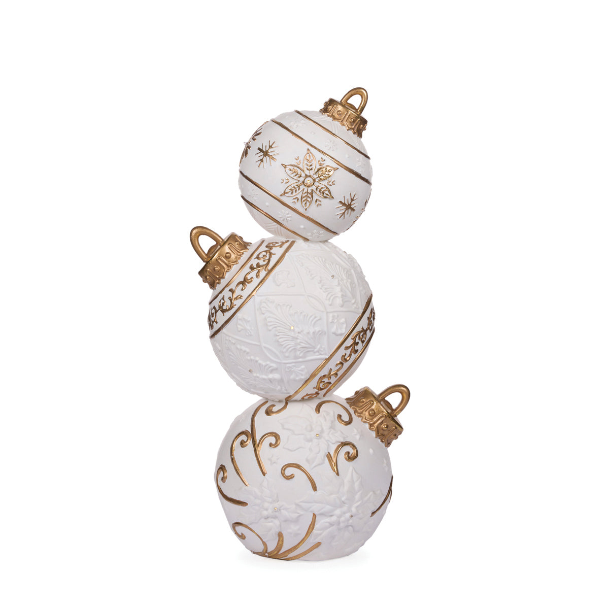 92 CM WHITE AND GOLD SNOWFLAKE BAUBLE STACK