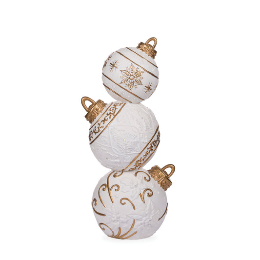 92 CM WHITE AND GOLD SNOWFLAKE BAUBLE STACK