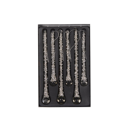 SET/6 SILVER BEADED ICYCLES