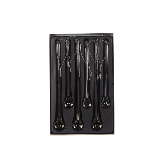 SET/6 CLEAR BEADED ICYCLES